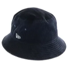 NEW ERA (ニューエラ) ロゴ刺繍 コーデュロイ バケットハット 帽子 ネイビー