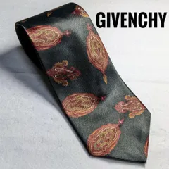 2:ネクタイ GIVENCHY 約9.6㎝ グリーン、ブラウン柄 A 527★