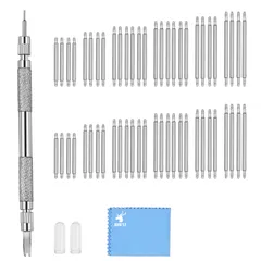 【迅速発送】【JOREST】腕時計バネ棒外し工具、時計 ベルト交換 工具、取扱説明書（英語版）、56個（16-26mm）バネ棒