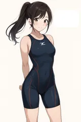 H296ミズノ♪ネイビーのカサカサ布帛系素材ハーフスパッツタイプ女子競泳水着♪トレーニングにも♪サイズ130