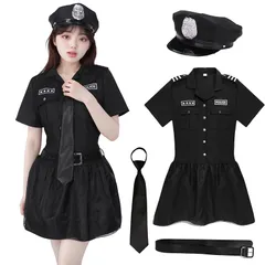 【新品】 [Formemory] ポリス コスプレ 警察 ハロウィン コスプレ 制服 コスチューム 衣装 パーティー 仮装ミニスカポリス ハロウィン cosplay レディース婦警 ミニスカート 文化祭 (ブラック, L) 0