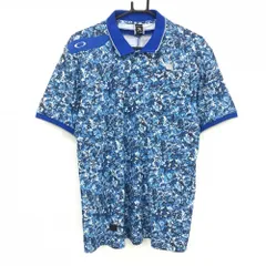 【超美品】オークリー 半袖ポロシャツ ブルー×ネイビー 総柄 袖下メッシュ スカル メンズ XL ゴルフウェア Oakley