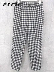 ◇ MACPHEE TOMORROWLAND ギンガムチェック タック パンツ サイズ34 ブラック アイボリー レディース  【1002800448289】