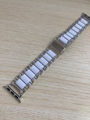 38/40mm アップルウォッチ バンド 調整器具付属 ベルト ステンレス Apple Watch シルバー×ホワイト 38-s×w