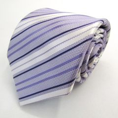 メイル&コー ブランド ネクタイ ストライプ柄 格子柄 シルク PO メンズ パープル MALE & Co 【中古】
