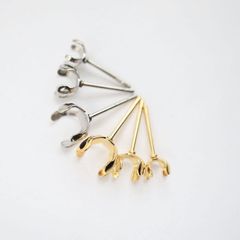 316L サージカルステンレス 4本爪 立て爪 パール台座 ピアスパーツ ピアス用金具 アクセサリーパーツ 手芸 ハンドメイド