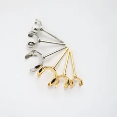 316L サージカルステンレス 4本爪 立て爪 パール台座 ピアスパーツ ピアス用金具 アクセサリーパーツ 手芸 ハンドメイド