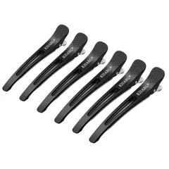 人気商品　跡がつかない ヘア クリップ 髪留め ピン ブロッキング 前髪 大きめ プロ用 美容師 6本入り メンズ ヘアクリップ 11.5cm ヘアピン ダッカール ブラック KISARG