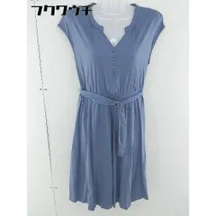 ◇　◎ PROPORTION BODY DRESSING フレンチスリーブ　Vネック 膝丈 ワンピース サイズ2 ネイビー レディース  【中古】 【1108060001568】
