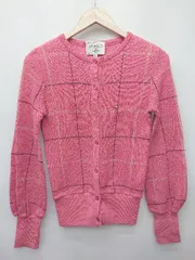 ◇ ⊇ Arnold Palmer アーノルドパーマー チェック 長袖 ニット カーディガン サイズS ピンク系 レディース P  【1409090026522】