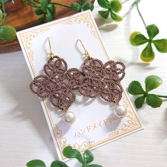 【四つ葉ピアス(イヤリング)】ブラウン