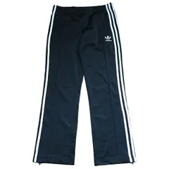 古着 adidas アディダス トラックパンツ ジャージ トレフォイルロゴ 3ライン ブラック S 90サイズ 254-53