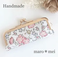 がま口印鑑ケース＊ハンドメイド/リバティプリント・フェリシテ（ピンク）
