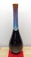 【逢絢亭・新品】茶道具 花入 美濃焼 鶴首花入 朝鮮唐津釉 金新窯 紙箱入り