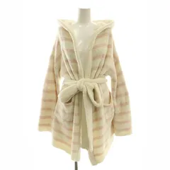 ジェラートピケ gelato pique ボーダー ガウン カーディガン フロントオープン ベルト付き フード付き F アイボリー ピンク /YQ ■OS