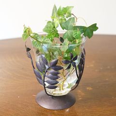 ブレイドベース S アイアン 花瓶 ブラック色 ガラス 置物 アンティーク雑貨