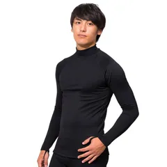 ブラック_L FELLOW 保温インナー エアーヒート 裏起毛 長袖 ロングスリーブ サーフィン 防寒 ウェットスーツ セミドライスーツ インナー SUP ダイビング 日本規格 (L)