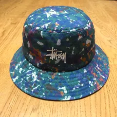 stussy ステューシー バケットハット ハット帽 帽子 マルチカラー スプラッター柄 ロゴ刺繍 ストリート カジュアル