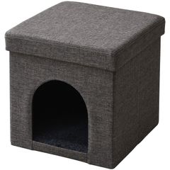 新品 山善(YAMAZEN) ペットハウス スツール 収納 折り畳み 耐荷重80kg 猫 犬 ハウス 室内 隠れ家 椅子 ブラウン PSS-38(BR)