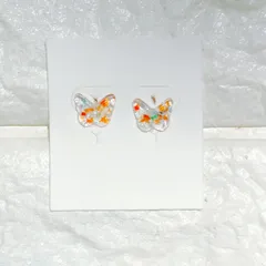No.426　レジン　蝶　琉球ガラス　透明感　ピアス　イヤリング