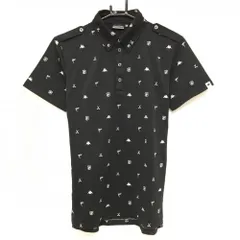 【超美品】カッパ 半袖ポロシャツ 黒×白 刺しゅう総柄 ボタンダウン  レディース M ゴルフウェア Kappa