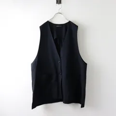 美品 ミズイロインド mizuiro ind deep V neck wide vest ディープ Vネック ワイド ベスト /ネイビー 羽織り ジレ【2400014501308】