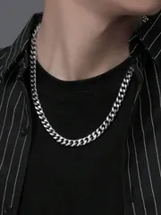 ジュエリー メンズ ネックレス ステンレススチールリンクチェーンネックレス メンズ、ボヘミアン ヒップホップスタイル 太いチェーンネックレス、変色しない