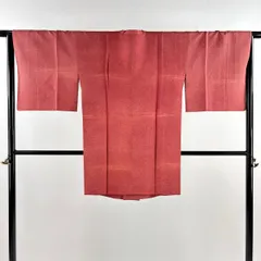 【美品】 道行 身丈89cm 裄丈67cm M 和装コート 角衿 地紋 茜色 正絹 秀品 【中古】