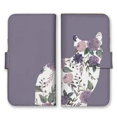 iPhone14plus ケース 手帳型 アイフォン14 プラス スマホケース 携帯ケース 猫 ねこ ネコ シルエット 花柄 お花 フラワー くすみカラー かわいい 大人可愛い 大人女子 カラー03