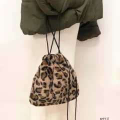【再入荷】レオパード バッグ ファー バック ポシェット　巾着 レディース 斜め掛け ハンドバッグ キッズ 大人 子供 大人っぽい 肩掛け ポーチ 秋 冬 フワフワ あたたか かわいい 可愛い 紐付き 豹柄 レオパ 親子コーデ ブラウン 茶 ミニサイズ