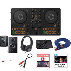 【スマホ対応初心者全部入り木製スピーカー・ヘッドホンセット】AlphaTheta(アルファシータ)/ DDJ-FLX2_400-SP068_KCX85_BLKOp11_set
