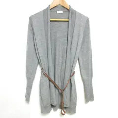 美品 BRUNELLO CUCINELLI ブルネロクチネリ カシミヤ ベルト付き オープンフロント ニット カーディガン S グレー レディース 古着 中古 USED