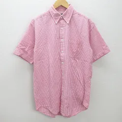 G■ブルックスブラザーズ/Brooks Brothers シアサッカー半袖BDシャツ/ギンガム柄【M】ピンク/men's/128【中古】■