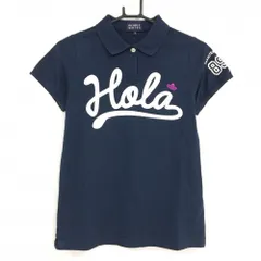 パーリーゲイツ 半袖ポロシャツ ネイビー×白 コットン100％ レディース 0(S) ゴルフウェア PEARLY GATES