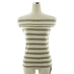 ロイヤルパーティー ROYAL PARTY ニット カットソー 半袖 オフショルダー デコルテ 2way コットン ボーダー F 茶 白 ブラウン ホワイト トップス /BT