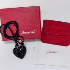 Baccarat バカラ ハート ネックレス ブラック×ゴールド金具 チョーカー クリスタルガラス