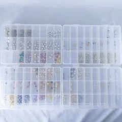 在庫処分SALE✳ ネイルパーツ 大量 セット ケース付き 花 ハート 星 かわいい 可愛い ゆらゆら かっこいい おしゃれ ゴールド シルバー パール