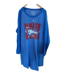MADE IN USA MLB majestic マジェスティック CHICAGO CUBS シカゴカブス 古着 ラグランTシャツ 七分丈 ロンT XL ブルー  2016 ナショナルリーグ チャンピオン記念 アメリカ古着 ベースボール メジャーリーグ