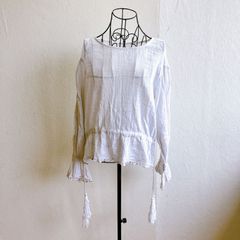 シールームリン sea Room Iynn スモックブラウス コットンガーゼ 刺繍 カットワーク レース タッセル 綿 100 コットン cotton 大きめ