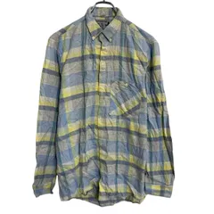 長袖 チェック ネルシャツ S ライトブルー イエロー ホワイト ボタンダウン 胸ポケット カジュアルシャツ 古着卸 アメリカ仕入 a703-6512