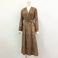 48k8 《新品同様》 MORABITO BLANC モラビト カシュクールワンピース ロングワンピース 長袖 2113-11213 サイズ38 ブラウン系 ポリエステル100％ レディースのサムネイル