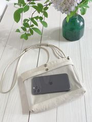 倉敷帆布 クリアポケット　ショルダーバッグ　サコッシュ　PVC　ベージュ