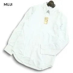 【新品 未使用】 MUJI 無印良品 通年 オーガニックコットン 形態安定★ 長袖 ストライプ ボタンダウン シャツ Sz.L メンズ
