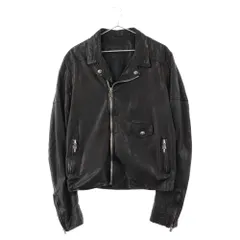 CHROME HEARTS (クロムハーツ) CRETIN LTHR クリティンパナッシュ ラムレザー ダブルライダースジャケット クロスボールボタン ブラックのサムネイル