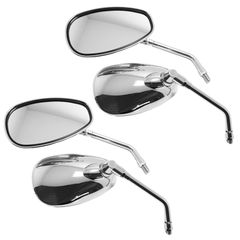 新品 karim バイク ミラー スクエア 角型 メッキ 10mm 汎用 正ネジ 左右 4個 セット オートバイ スタンダード ハンドル 鏡 四角 シルバー おしゃれ (2)