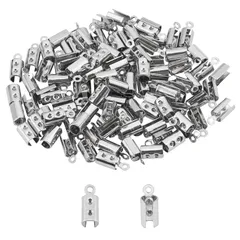 【人気商品】エンドビーズ キット クリンプエンド 304ステンレス 折り圧着ビーズ 接続パーツセット エンドパーツ ひも留め コードエンド ターミネータ ステンレス ロープバックル 紐留め 内径4mm カシメ ヒモ止め ブレスレットエンド 約100個 アクセサ