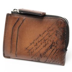 ベルルッティ / BERLUTI　カリグラフィ ジップ カードホルダー / コイン カードケース　ヴェネチア カーフレザー　ブラウン系 【中古】 商品番号 S-158194