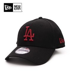 ニューエラ【NEW ERA】9FORTY 帽子 MLB メジャーリーグ ベースボールキャップ ユニセックス ロゴ ブランド ロサンゼルス・ドジャース ブラック×レッドロゴ」