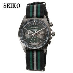 セイコー SEIKO クロノグラフ アナログ ウォッチ 腕時計 クォーツ 電池式 メンズ SSB411P1 グレー グリーン ブラック