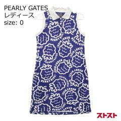 5049【極美品】パーリーゲイツ ノースリーブワンピース 花柄 2023年 紺